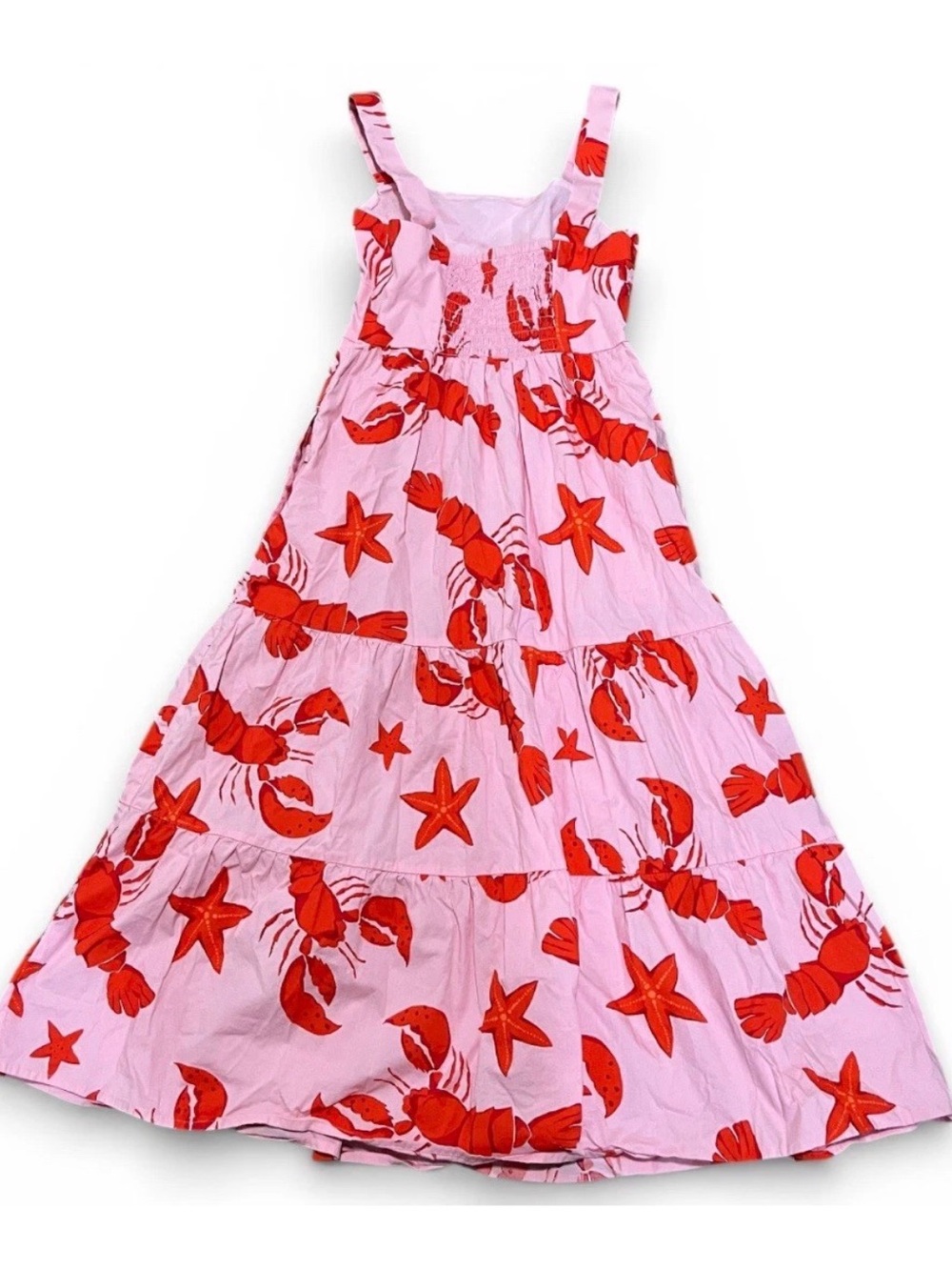 J. Crew Pink Maxi Dress with Red Lobster & Star Print Size 8 - Picture 6 of 15